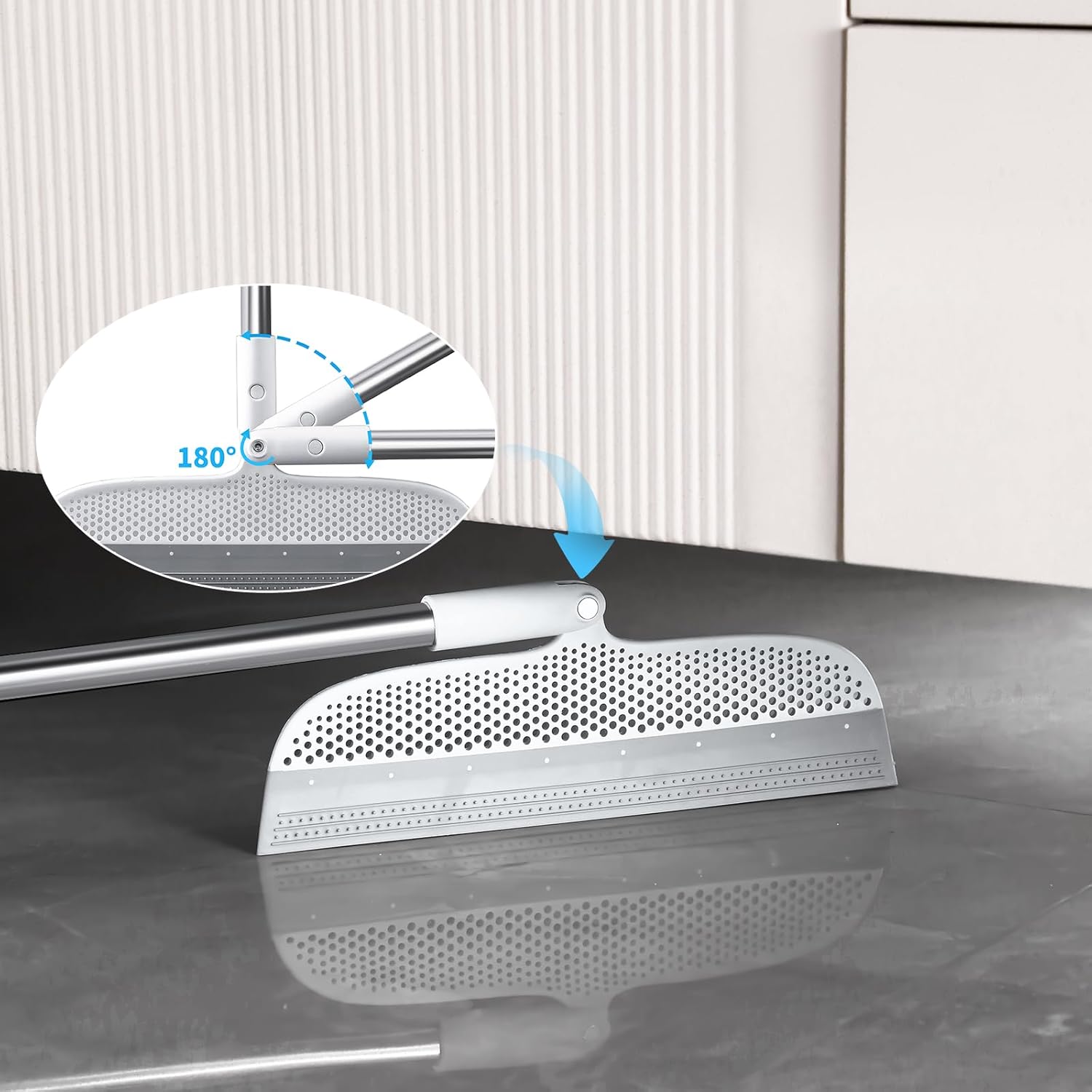 Magic Broom Floor Squeegee Pet Hair Remover, Silicone Squeegee Broom for Floor, 51.77" Long Handle