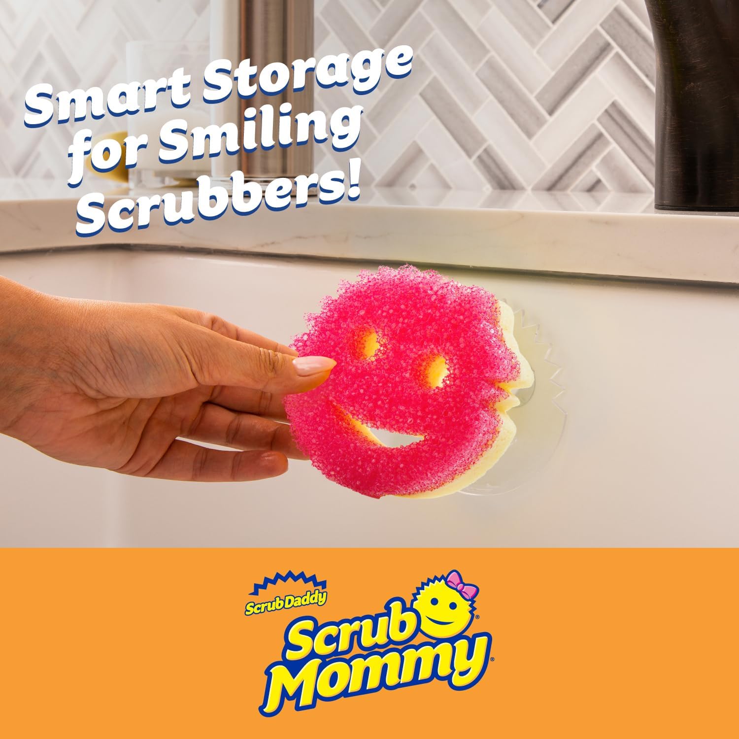 Scrub Daddy 6 Scrub Mommy Kitchen Sponges & 1 Daddy Caddy Sponge Holder - Scratch-Free for Dishes &