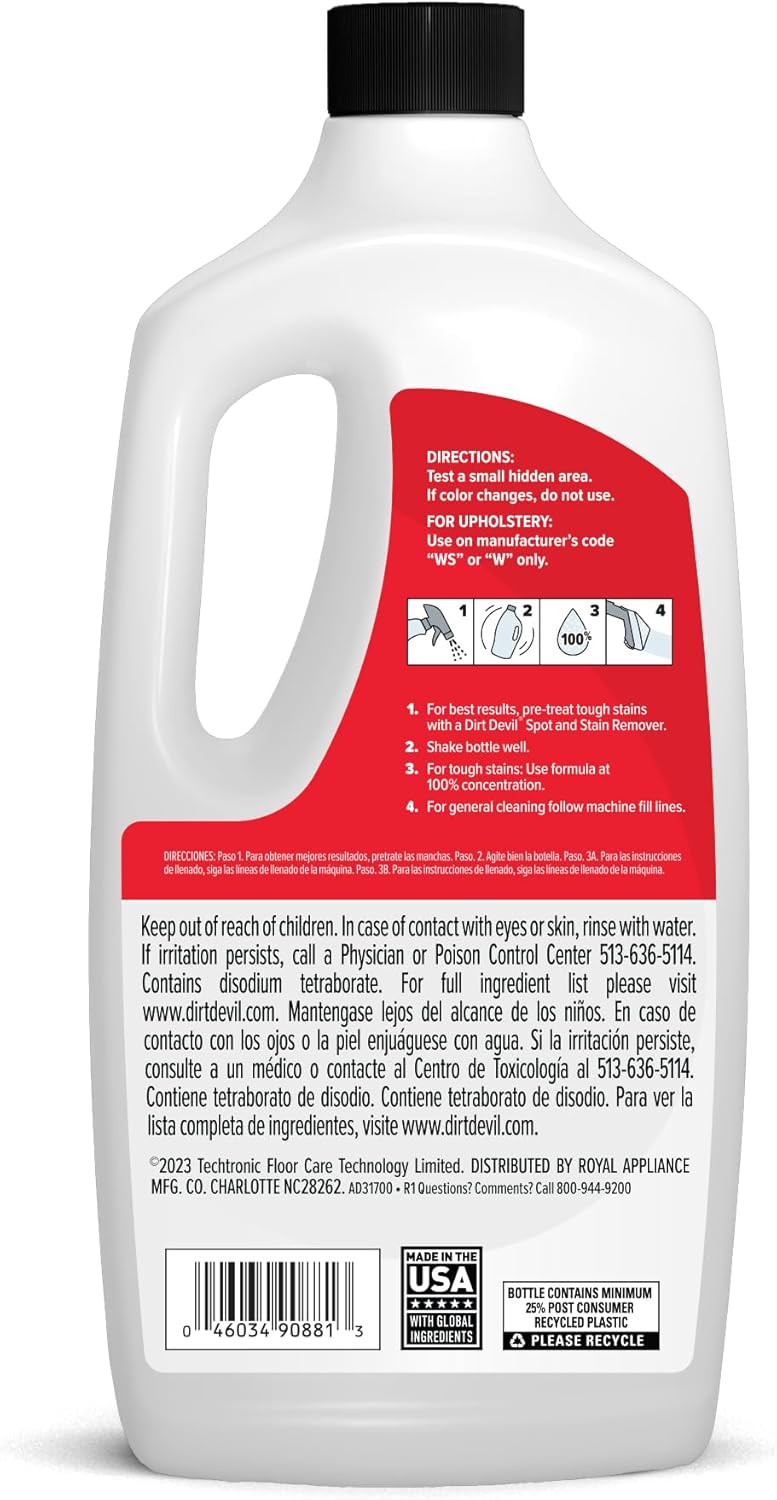 Dirt Devil Pet Portable Spot Cleaner Solution, 32 oz., Fresh Blossom Scent, Upholstery and Carpet