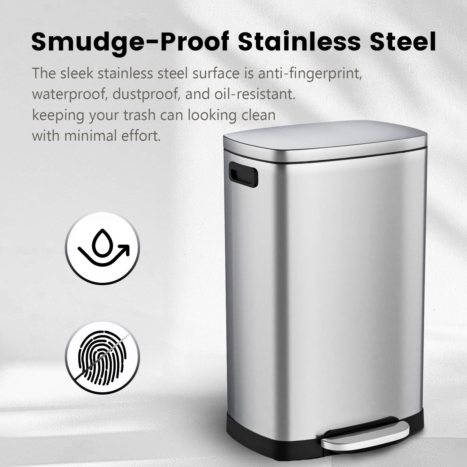 ELPHECO Kitchen Trash Can with Lid 13 Gal Stainless Steel Pedal Garbage Can