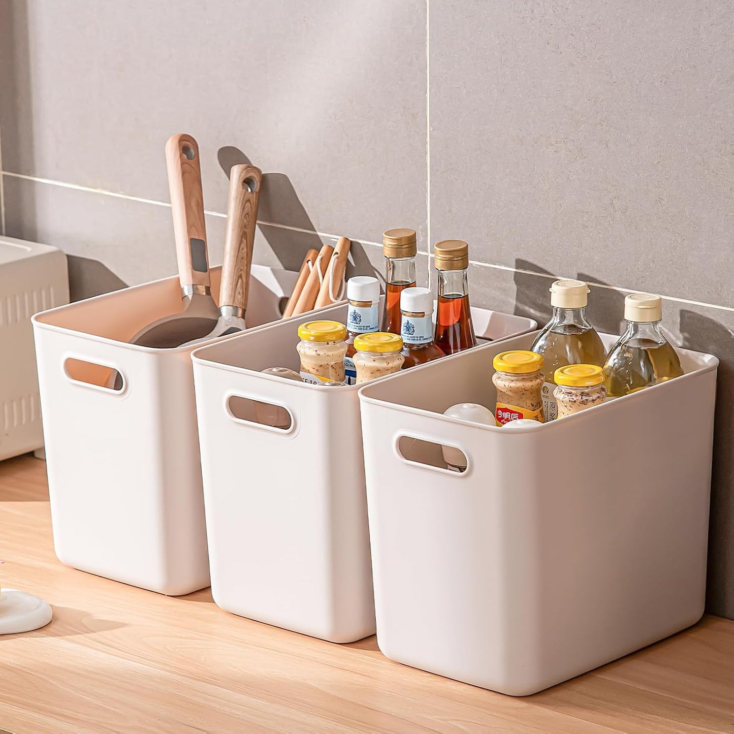 Plastic Storage Bins with lids,Storage Baskets,Container with handle,Storage Organizer Bins for