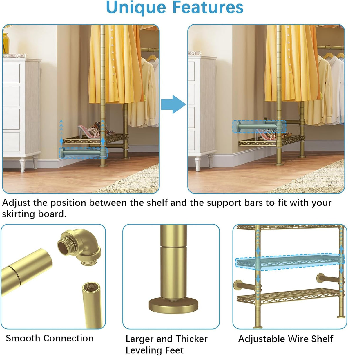 Timate F3 Garment Rack Heavy Duty Clothes Rack for Hanging Clothes, Expandable Industrial Pipe Wall