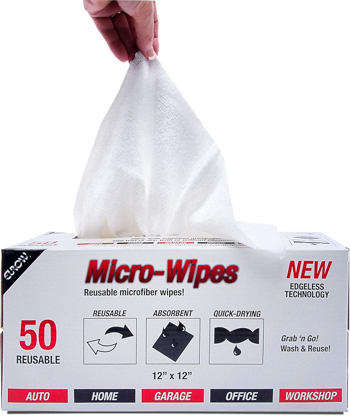 Eurow 200GSM Microfiber Cleaning and Drying Cloths with Dispenser Box, Reusable, Streak-Free