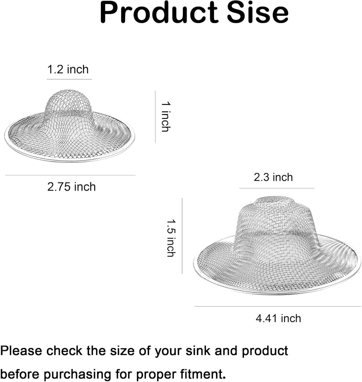 20PCS Stainless Steel Slop Basket Filter Trap, 2.75" & 4.41" Bathroom Sink Drain Strainer Mesh