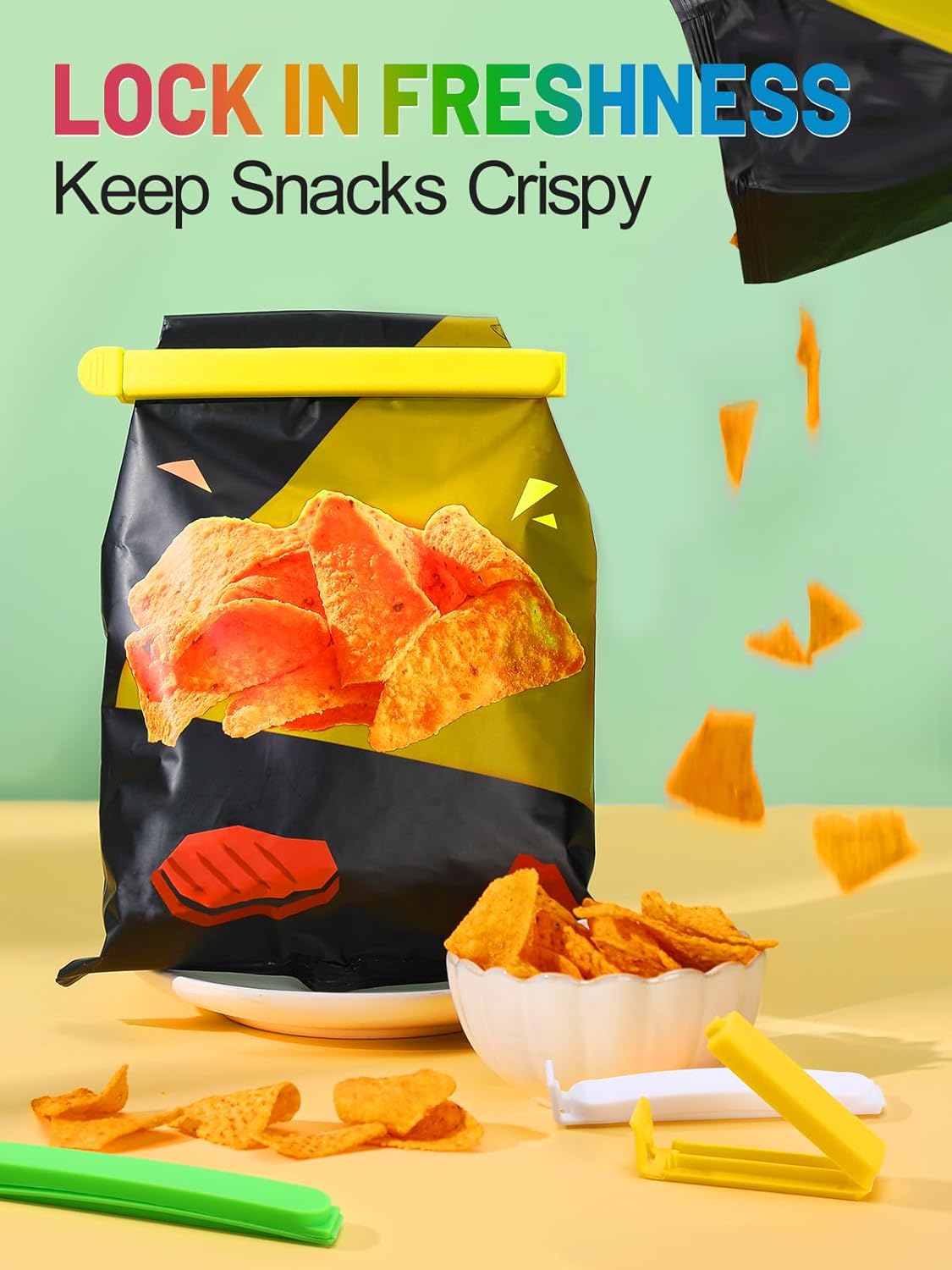 38 PCS Colorful Chip Clips - 4 Sizes Good Sealing Bag Clips for Food Snack Storage, Keeps Coffee