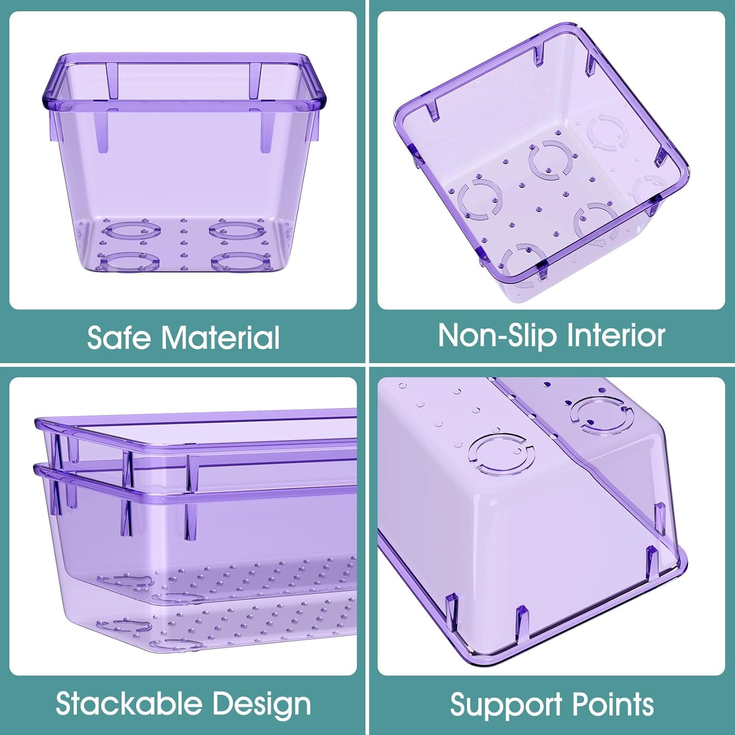 WOWBOX 25 PCS Plastic Drawer Organizer Set, Desk Drawer Divider Organizers and Storage Bins for