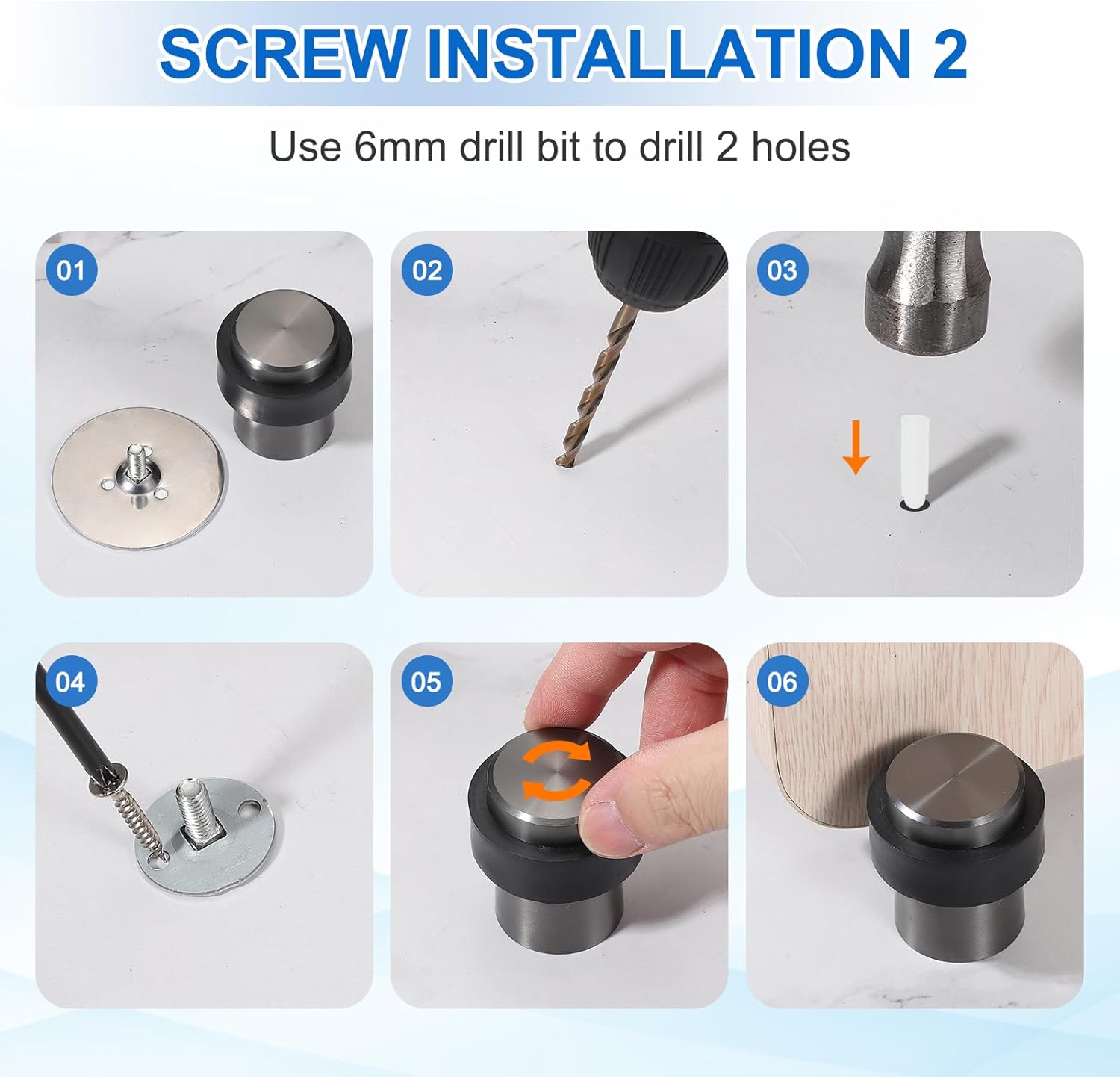 PATIKIL 3Set Round Door Stoppers, 80mm Stainless Steel Door Stop Doorstop Wedge Metal Cylinder Self