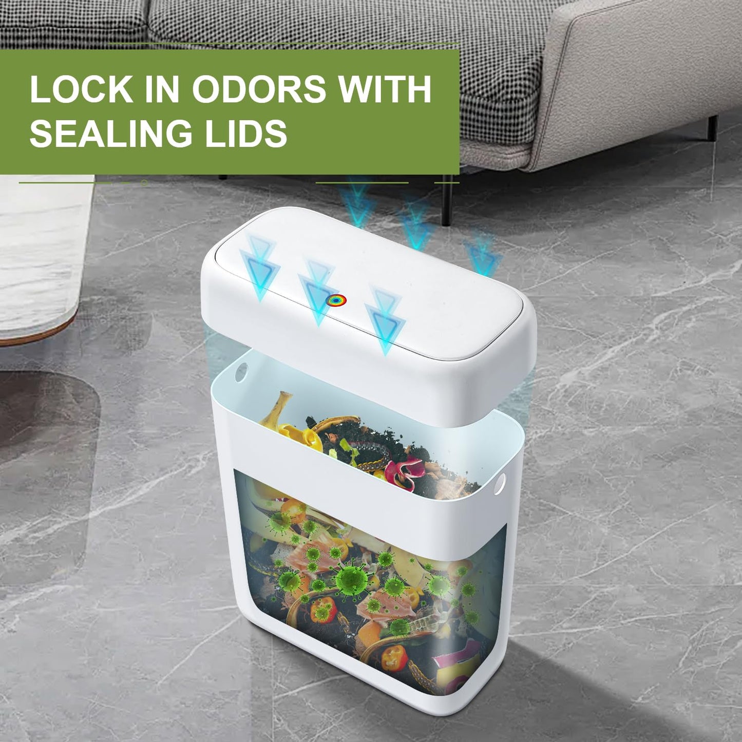 funest Trash Can with Lid, 3 Gallons/10.3 Qt Garbage Can with Press Top, Small Trash Can Dog Proof