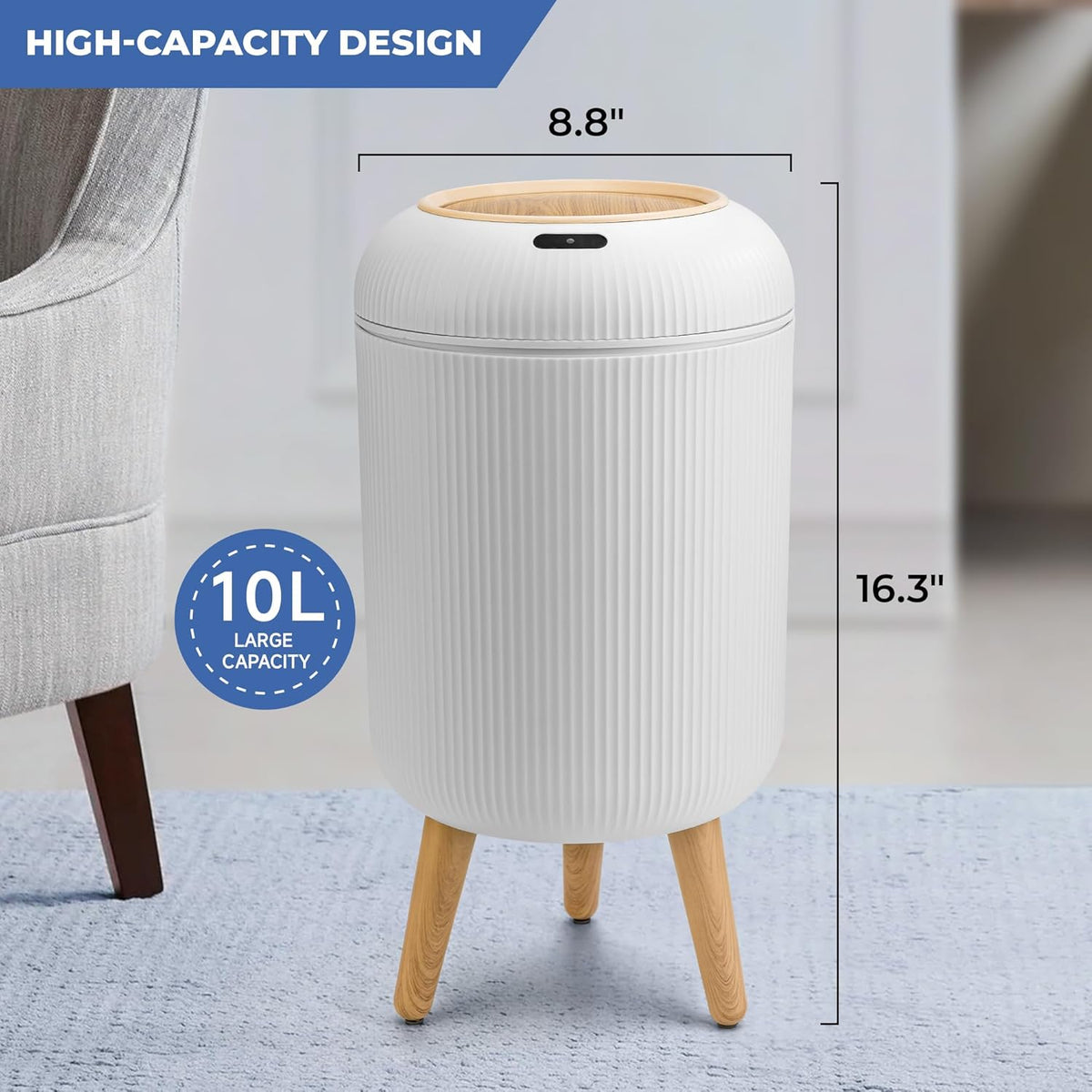 Pukomc Smart Sensor Wastebasket, Convenient and Hygienic Easy to Use, Technology Sensor Waterproof