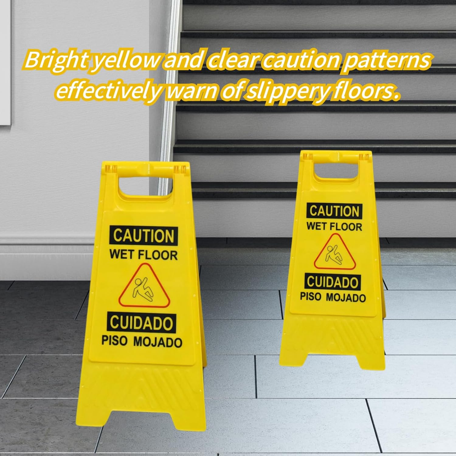 12 Pack A-Frame Caution Wet Floor Safety Signs，Foldable Double Sided Warning Boards for