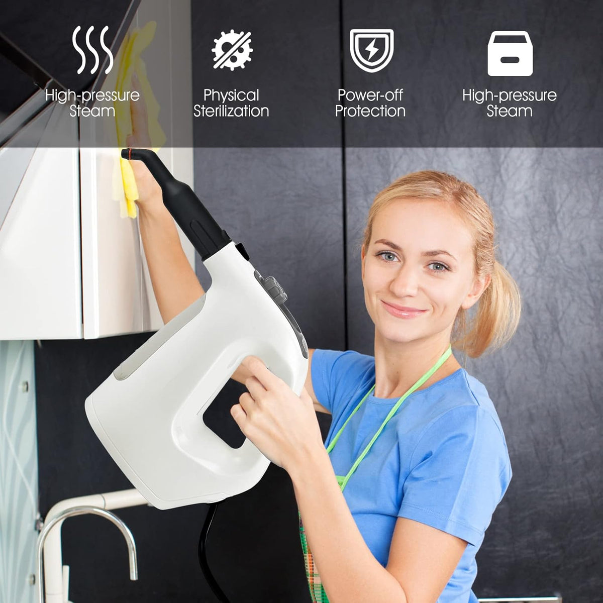 COSTWAY Handheld MultiPurpose Steam Cleaner with 17 Pieces, 350ml Large Capacity Steam Mop