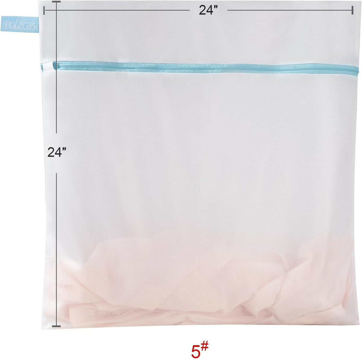 Polecasa 2Pcs 24 x 24 Inches Extra Durable Fine Mesh Laundry Bags with Sturdy Zipper for Delicates