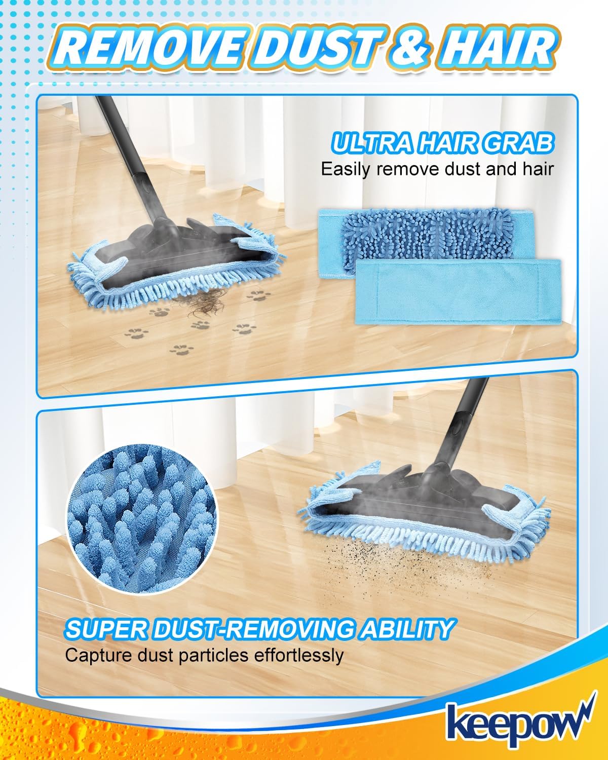 KEEPOW Microfiber Steam Mop Pad Compatible with Wagner Steamer 905e, 915e and 925e Microfiber Pads