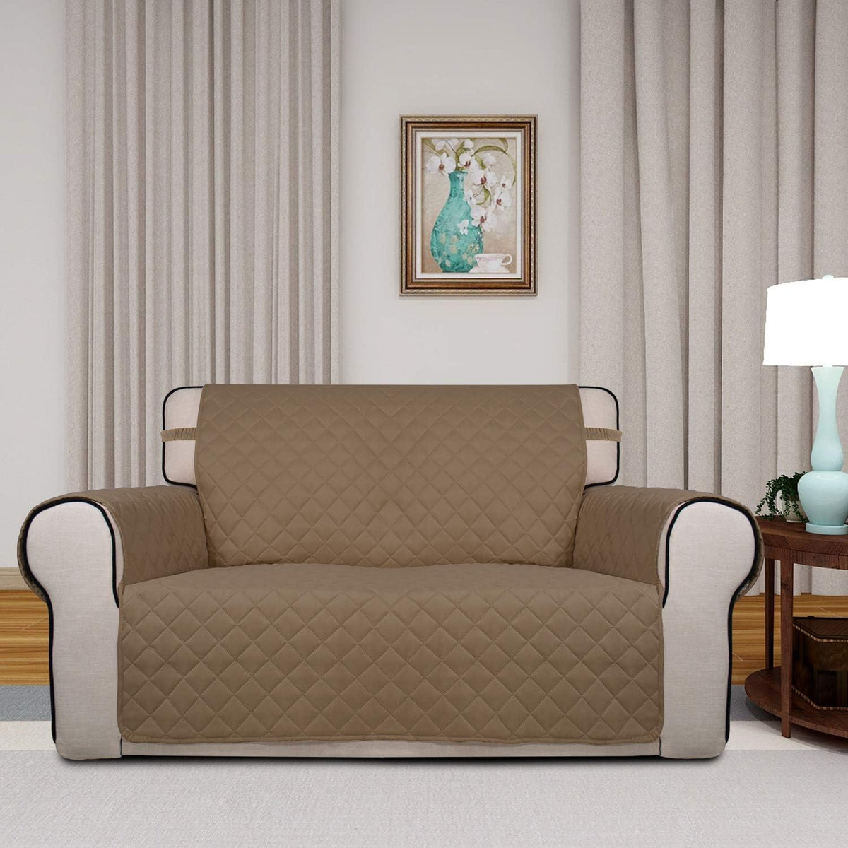 PureFit Reversible Quilted Sofa Cover, Water Resistant Medium Slipcover Furniture Protector