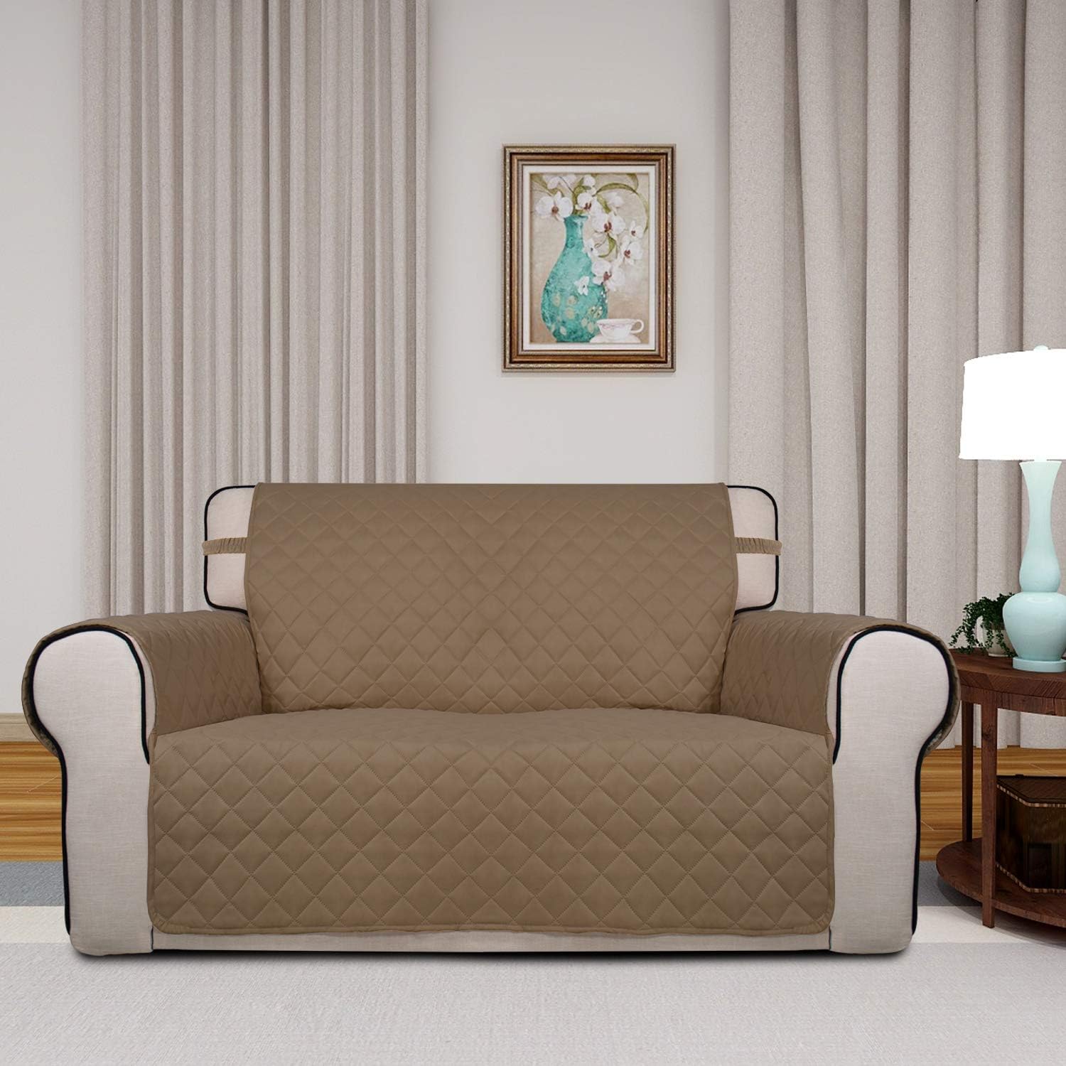 PureFit Reversible Quilted Sofa Cover, Water Resistant Medium Slipcover Furniture Protector