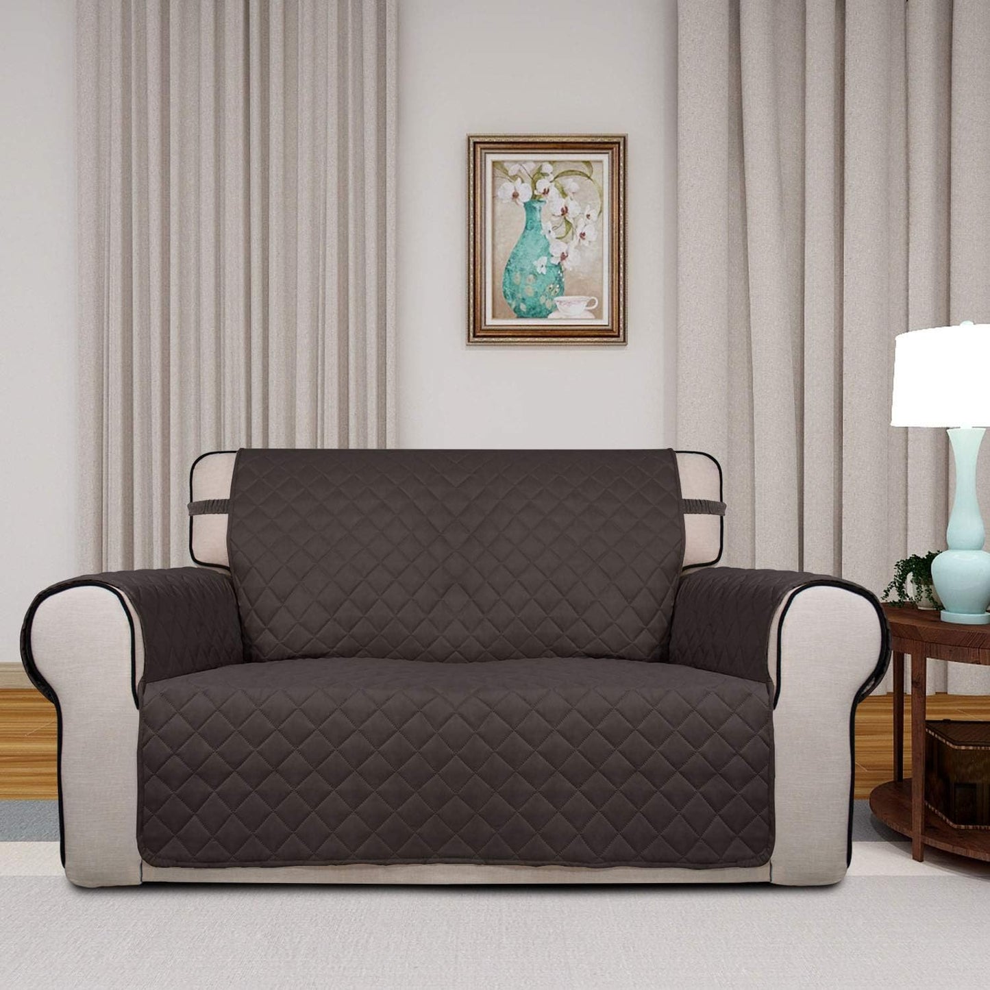 PureFit Reversible Quilted Sofa Cover, Water Resistant Medium Slipcover Furniture Protector