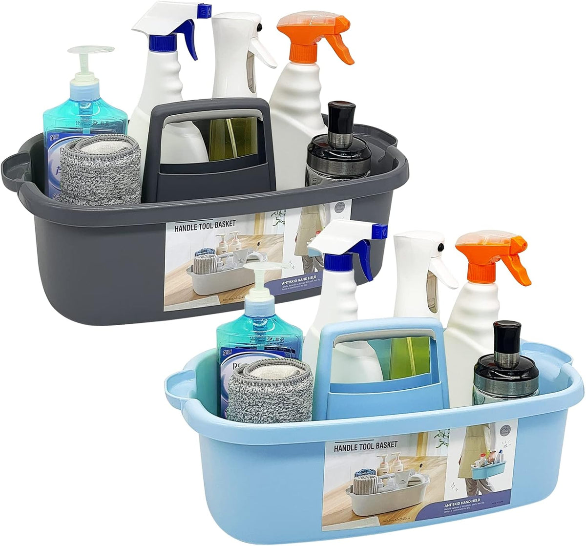 2 Pack Multi-Purpose Plastic Cleaning Caddy with Handle, Shower Caddy Organizer/Storage