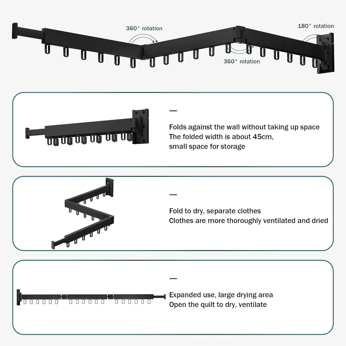Clothes Drying Rack,Laundry Drying Rack,Clothes Rack Wall Mount,Wall Mounted Clothes Hanger