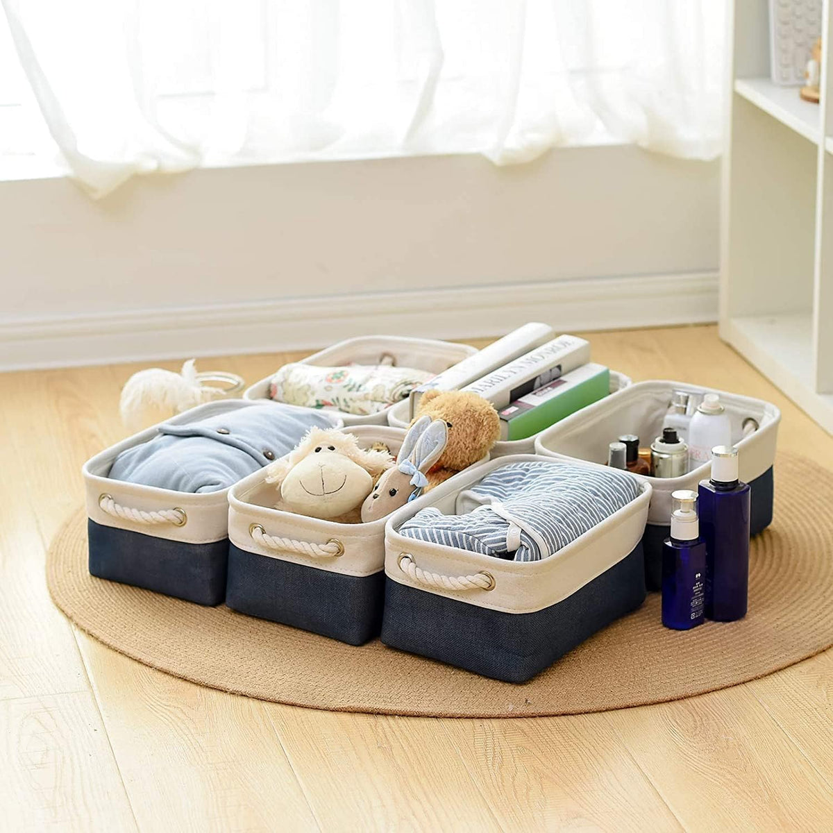 TheWarmHome Storage Bins for Shelves - 12x8x5.2 inch 1 Pack Baskets for Gifts Empty, Fabric Storage