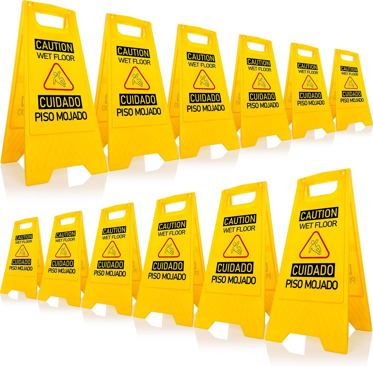 12-Pack Bilingual Caution Wet Floor Signs, A-Frame Double-Sided Warning Signs for Indoor & Outdoor