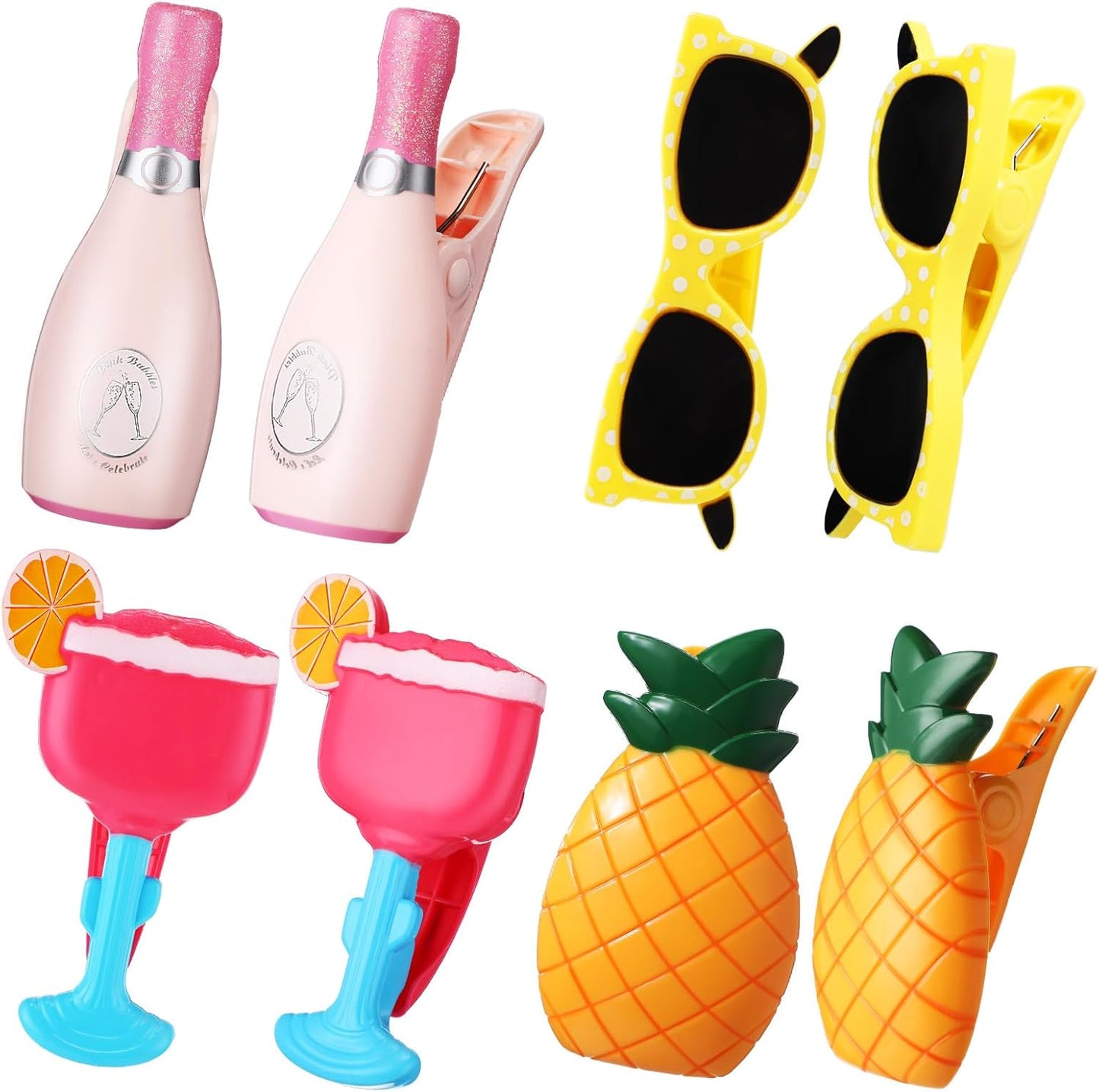 Sieral 8 Pcs Beach Towel Clips Beach Chair Pool Clips for Chairs Plastic Windproof Holder Funny