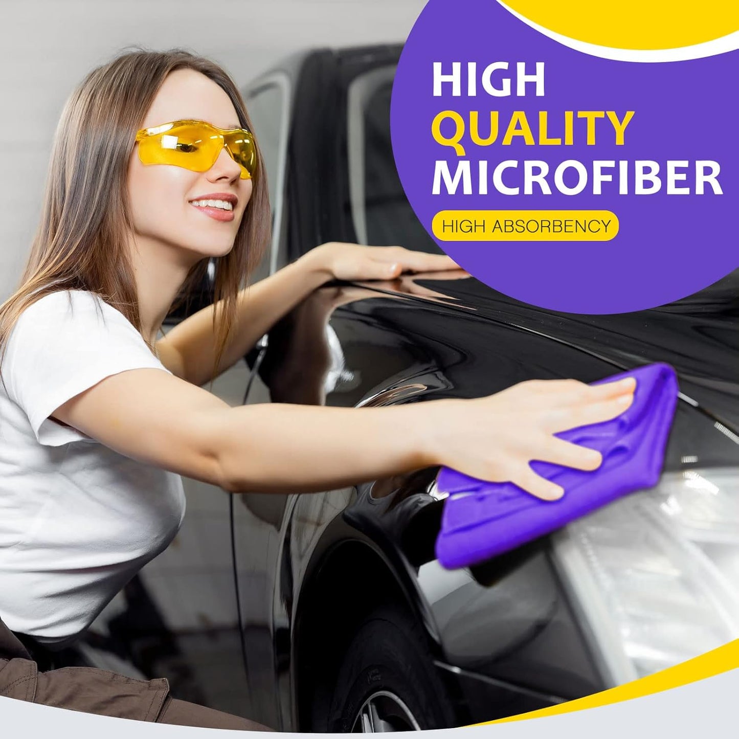 Nuenen Microfiber Cleaning Cloths for Cars 16 x 16 Inch Ultra Absorbent Car Towels Drying Reusable