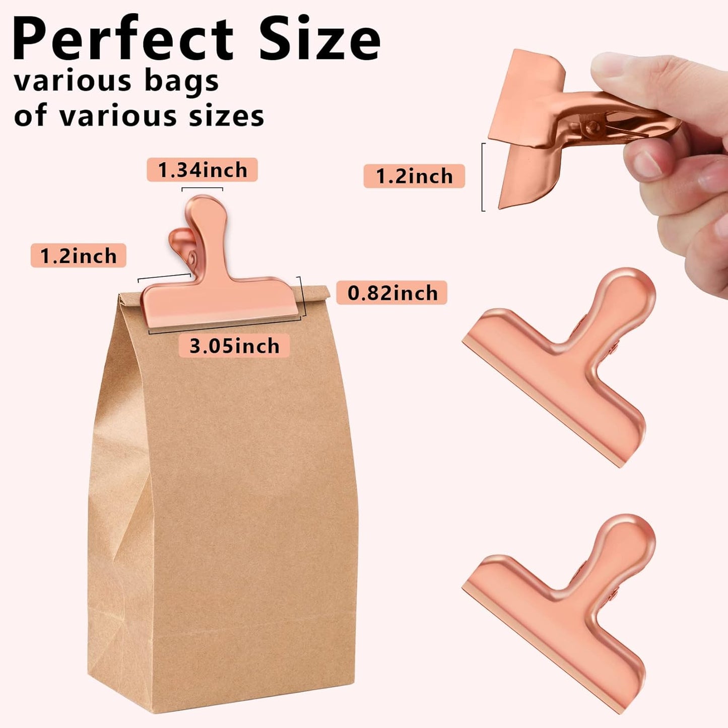 FINDMAG 8 Pack Chip Clips Food Bag Clips Heavy Duty Food Bag Clamp, 3 Inch Wide Stainless Steel