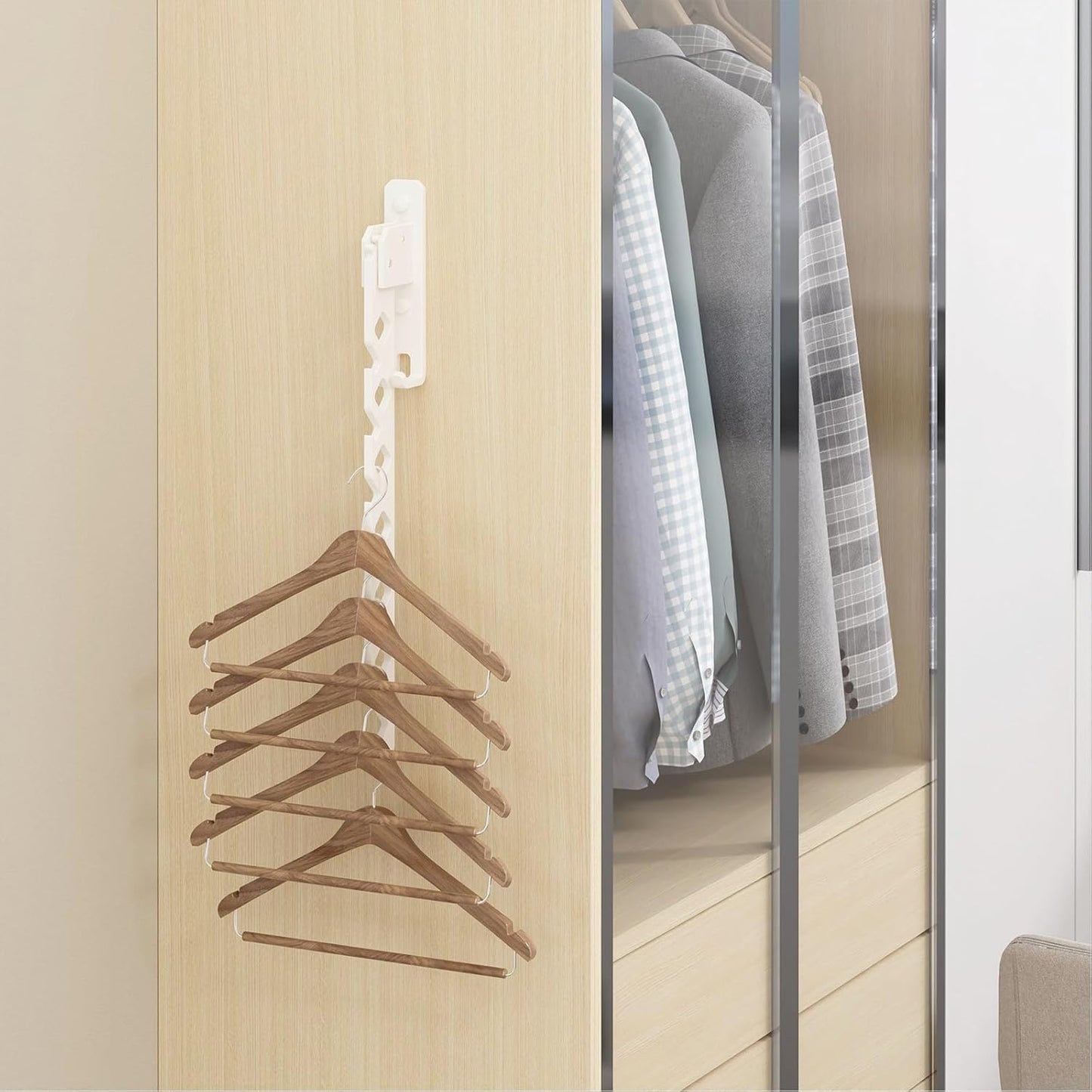 Wall Mounted Clothes Drying Rack, Wall Clothes Hanger Hook for Laundry Room, Clothes Hanger