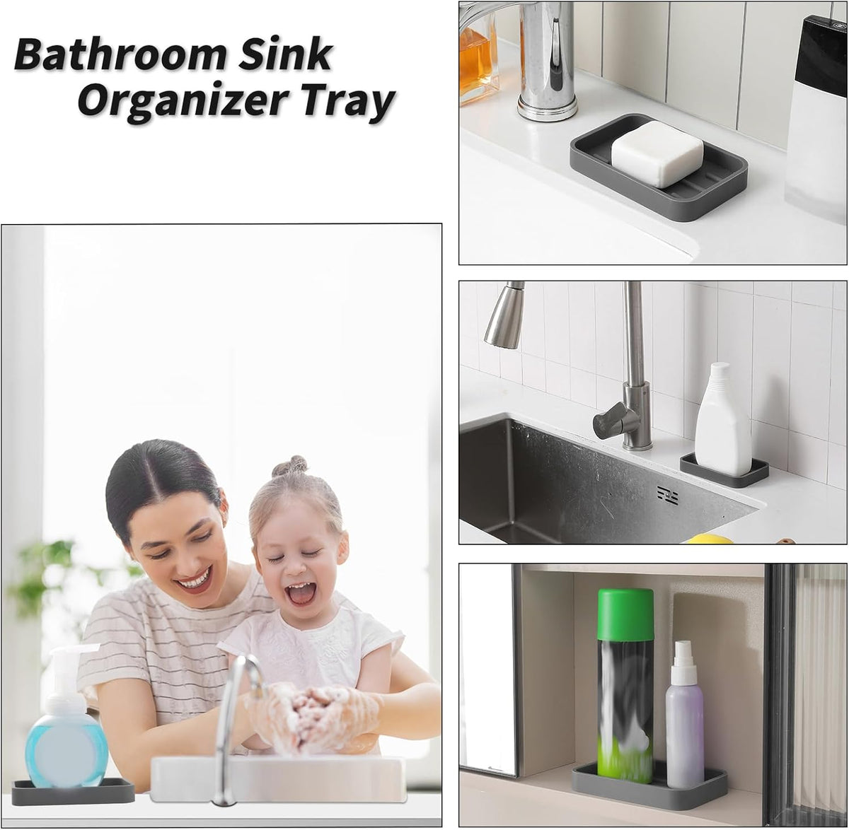 Silicone Kitchen Sink Organizer Tray for Multiple Usage,Easy Clean Sponges Holder for Kitchen