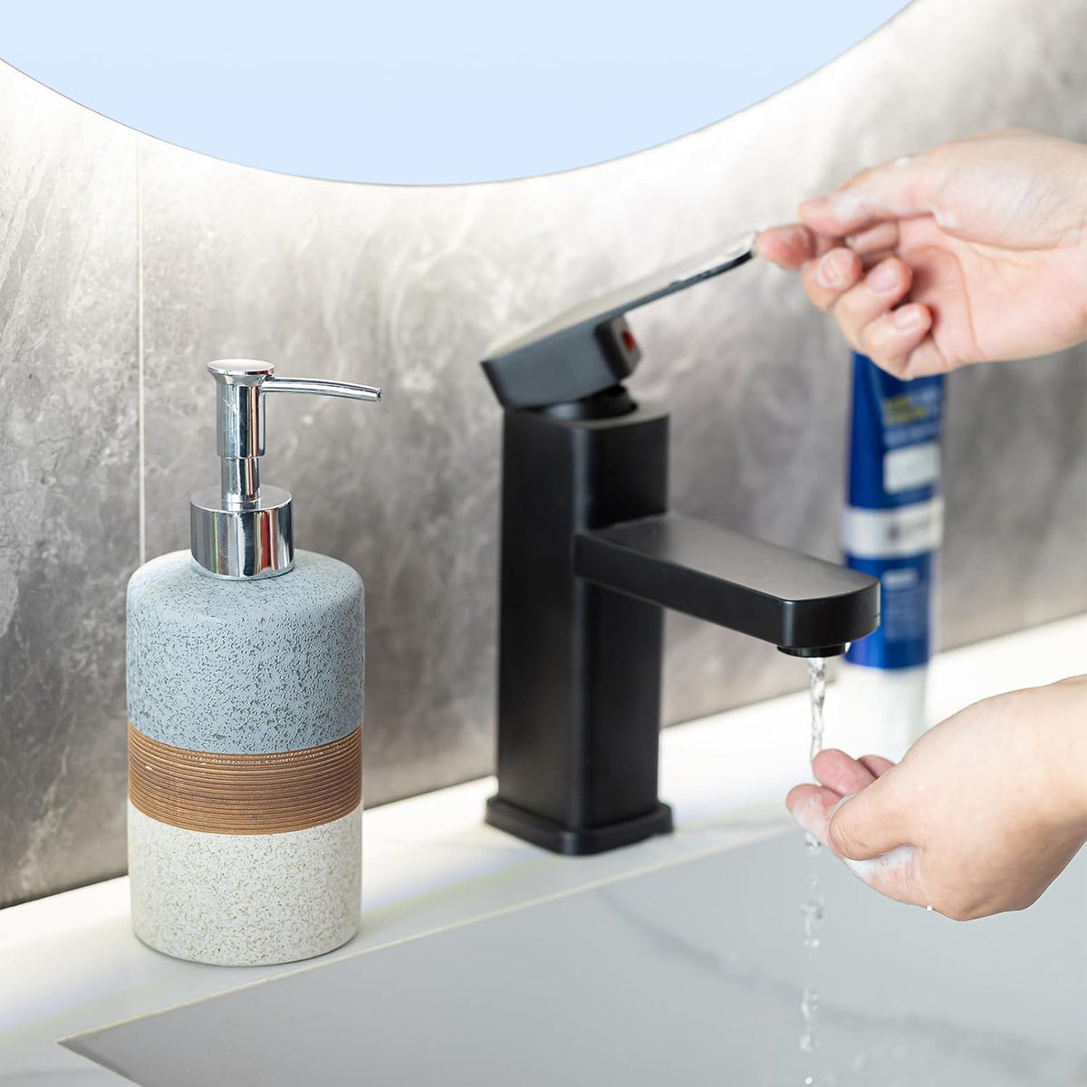 Ceramic Soap Dispenser Set for Hand Soap, Shampoo, Dish Soap, Conditioner, Bathroom & Kitchen