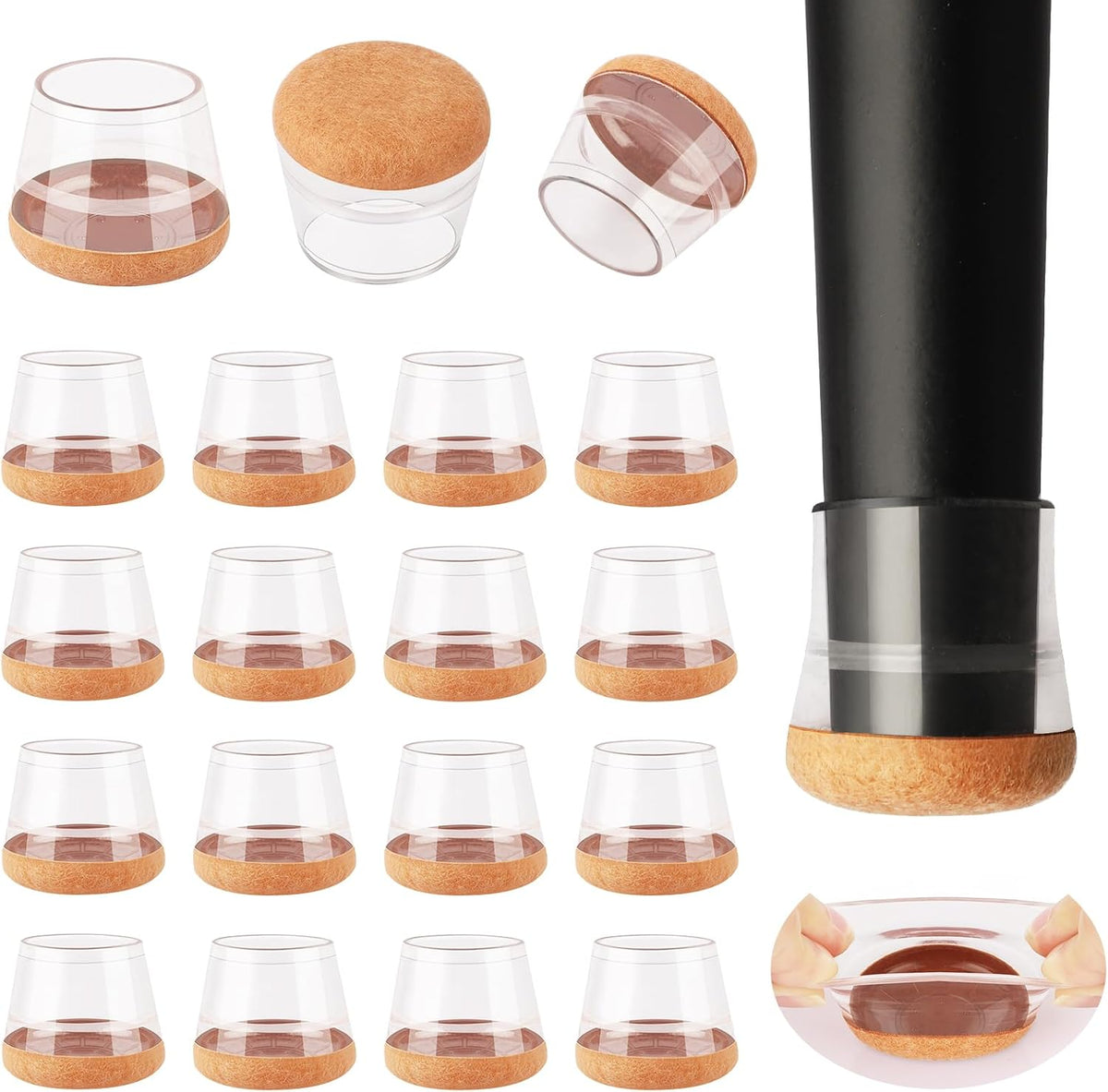 16 Pcs New Chair Leg Protectors for Hardwood Floors, Silicone Chair Leg Floor Protectors, Floor