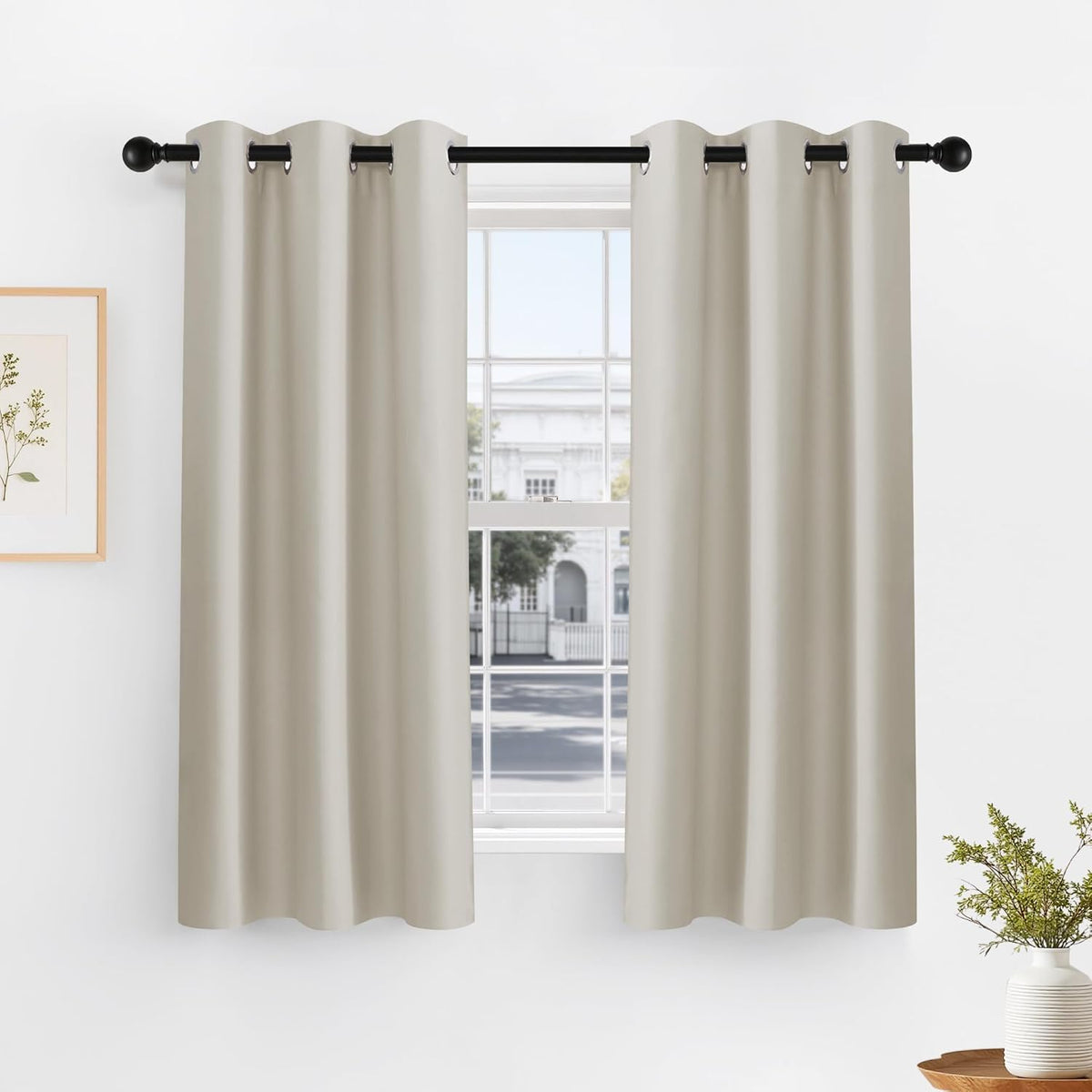 PONY DANCE Cream Blackout Curtains for Bedroom - 2 Pieces Thermal Insulated Room Darkening Drapes