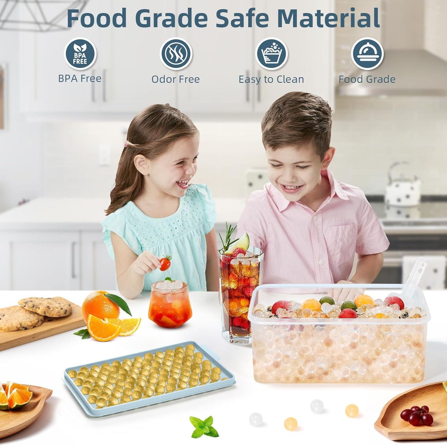 WIBIMEN Mini Ice Cube Trays, Small Tiny Round Pebble Crushed Nugget Ice Trays for Freezer with Lid