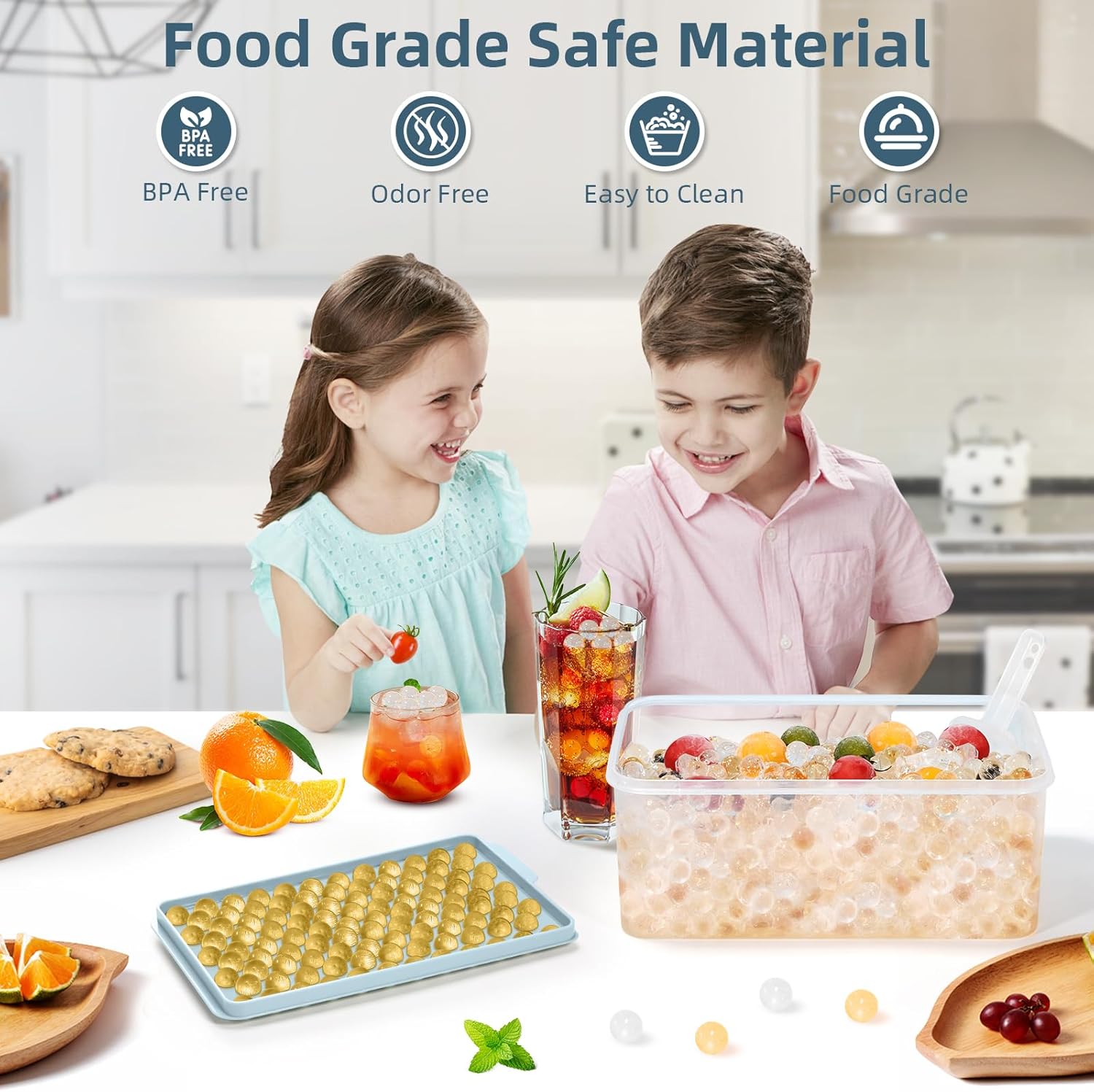 WIBIMEN Mini Ice Cube Trays, Small Tiny Round Pebble Crushed Nugget Ice Trays for Freezer with Lid