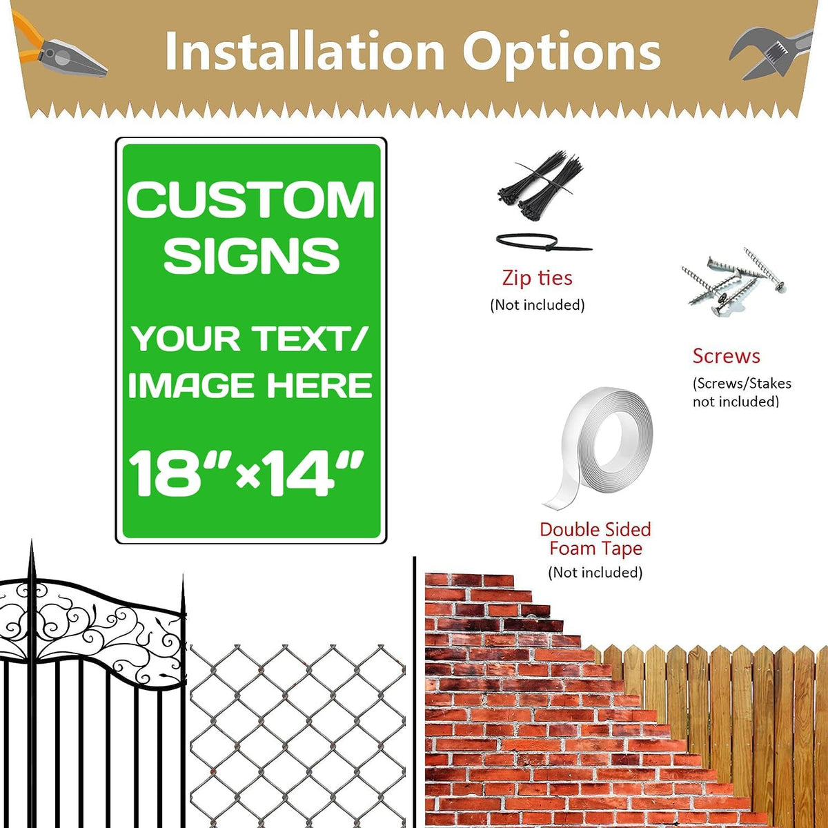 Personalized Aluminum Weatherproof Metal Signs - Multiple Sizes, Custom Text & Picture, Hazard