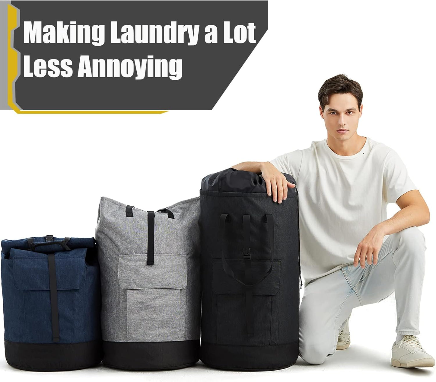 Laundry Bag Backpack Extra Large, Heavy Duty Laundry Bag With Straps, College Dorm Room Essentials