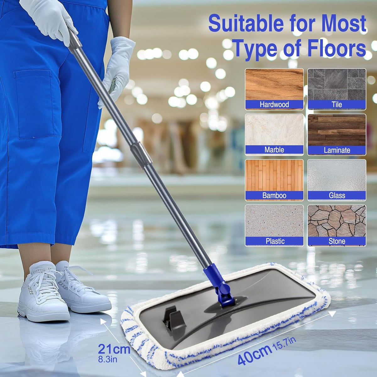 MASTERTOP Microfiber Mops for Floor Cleaning, Extra Large Industrial Mop,Floor Commercial Mop for