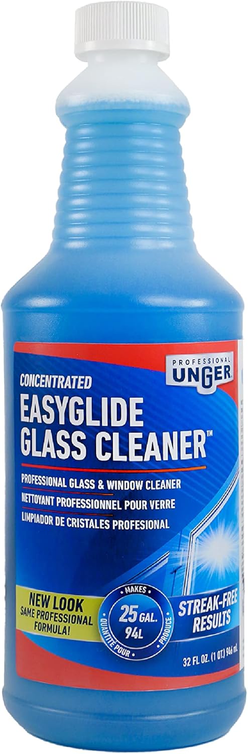 Unger Professional Streak-Free EasyGlide Glass Cleaner Concentrate, 32 oz – Ammonia-Free, Makes 25