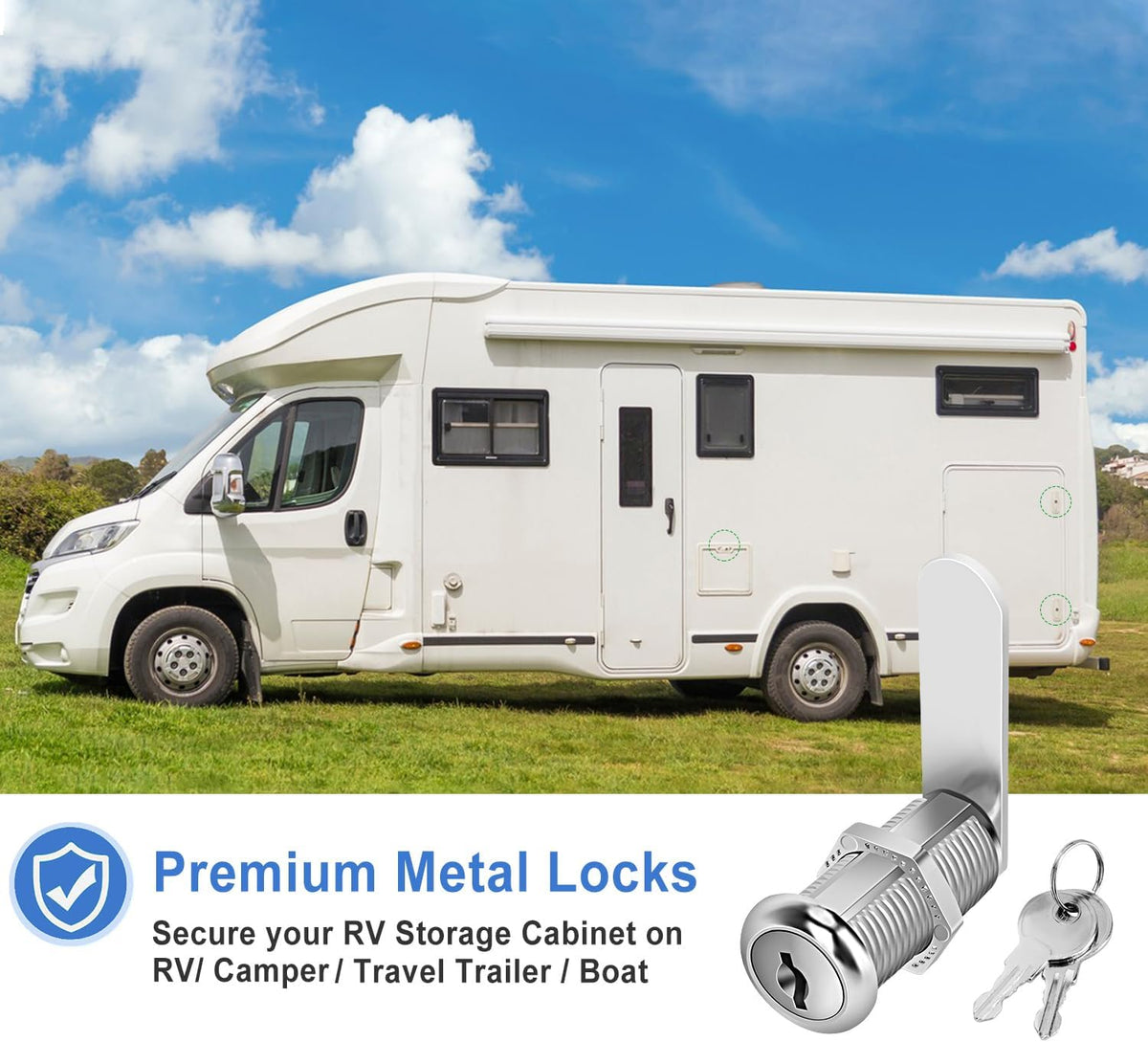 Cabinet Lock with Keys, 1-1/2" Long Cam Locks keyed Alike, Cam Lock Set for Cabinets Thick Drawers