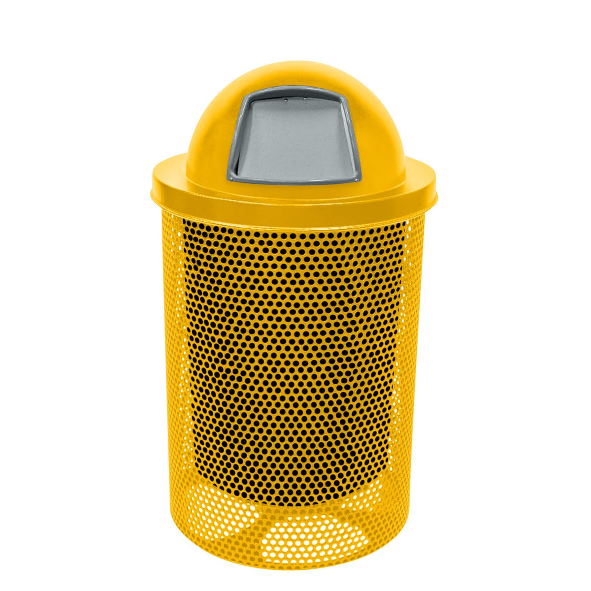COATEDOUTDOORFURNITURE RDT-P-YEL Heavy Duty Round Trash Receptacle with Dome Top, Liner Included