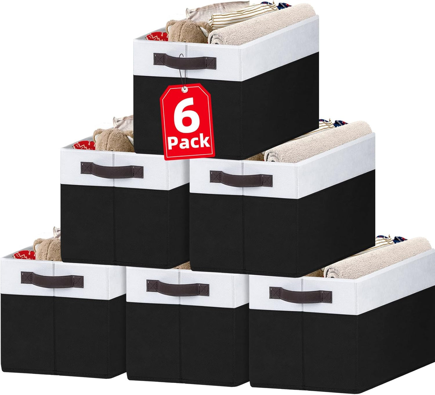 Criusia 6 Pack Closet Organizers and Storage Bins, Cute Dorm Room Essentials for Clothes Beddings