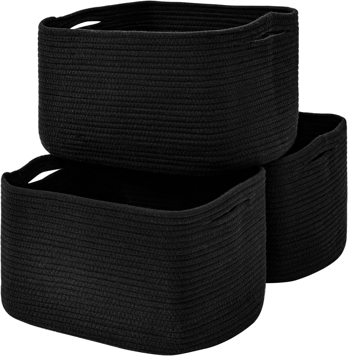 Large Storage Baskets for Organizing Shelves, Woven Cotton Rope Bins for Baby Nursery Organization