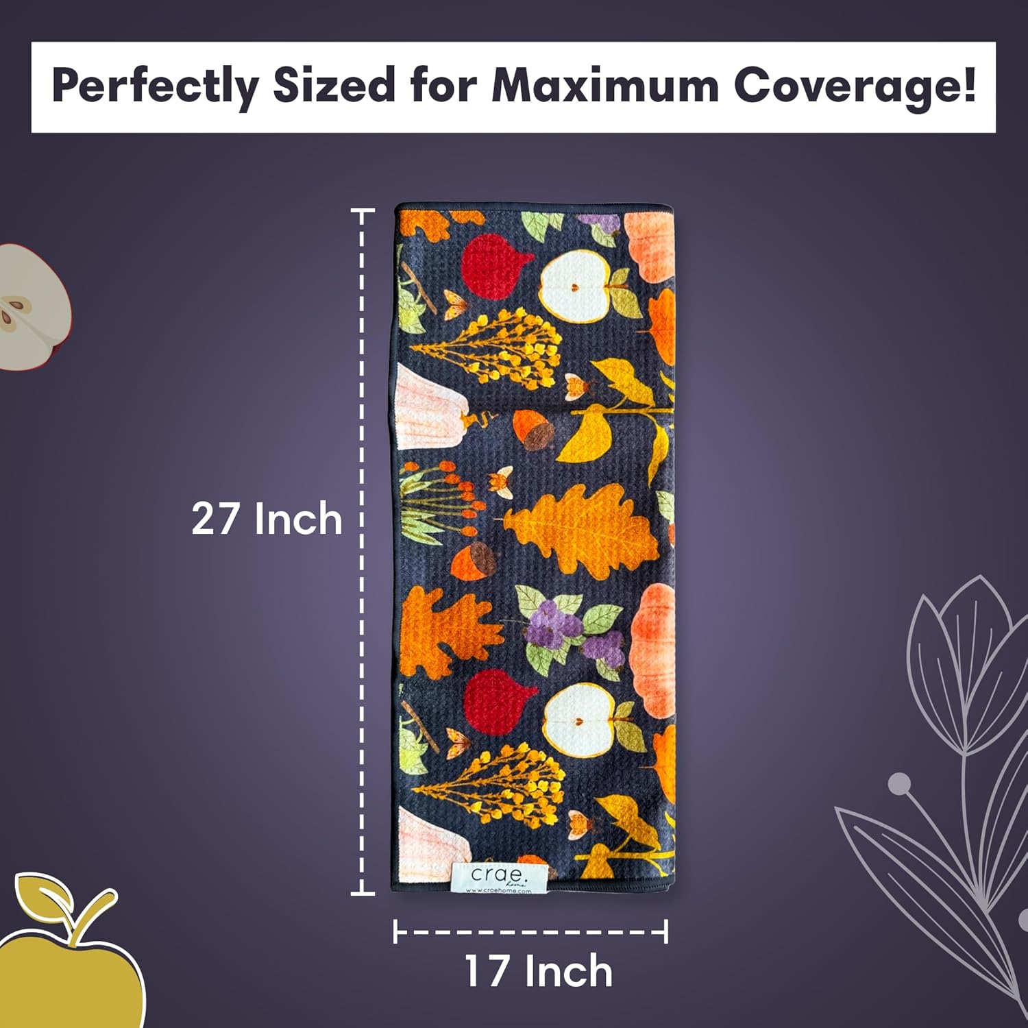 2 Double Sided Microfiber Hand Towels, 17x27 Inches Waffle Design Kitchen Towels Set, Durable &
