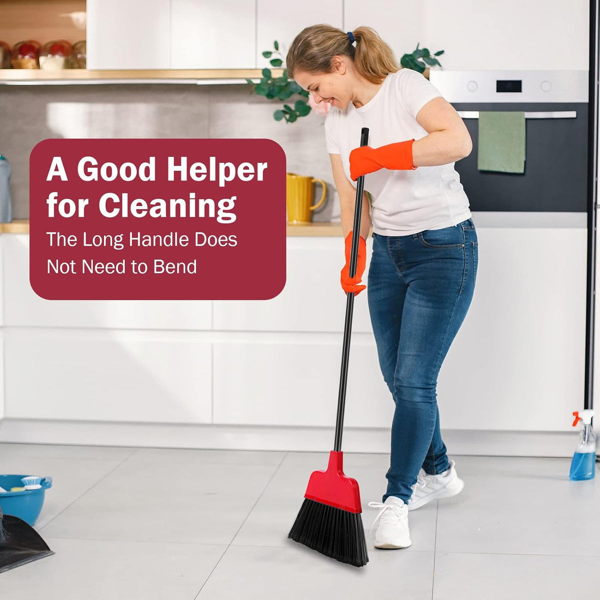 8 Pcs Outdoor Broom for Floor Cleaning 54 Inch Commercial Heavy Duty Broom Long Handle Kitchen