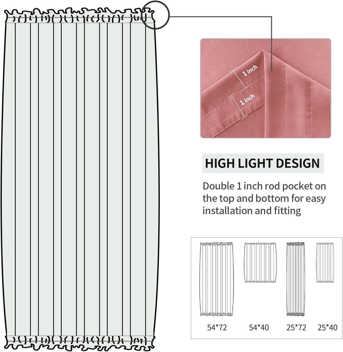 DWCN French Door Curtains – Rod Pocket Thermal Blackout Curtain for Window/Patio