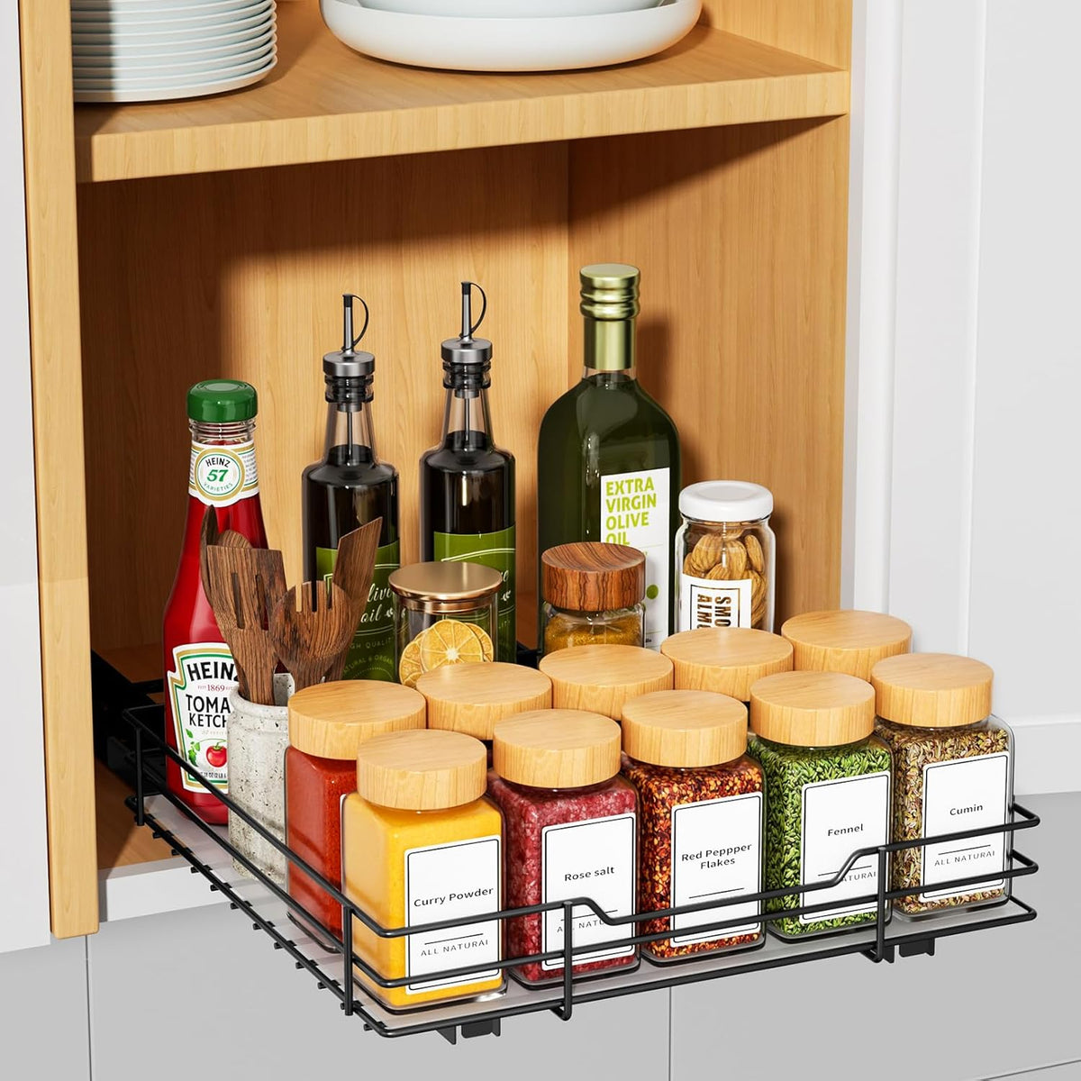 RCHYFEED Pull Out Spice Rack Organizer for Cabinet,Slide out Spice Organization for Inside