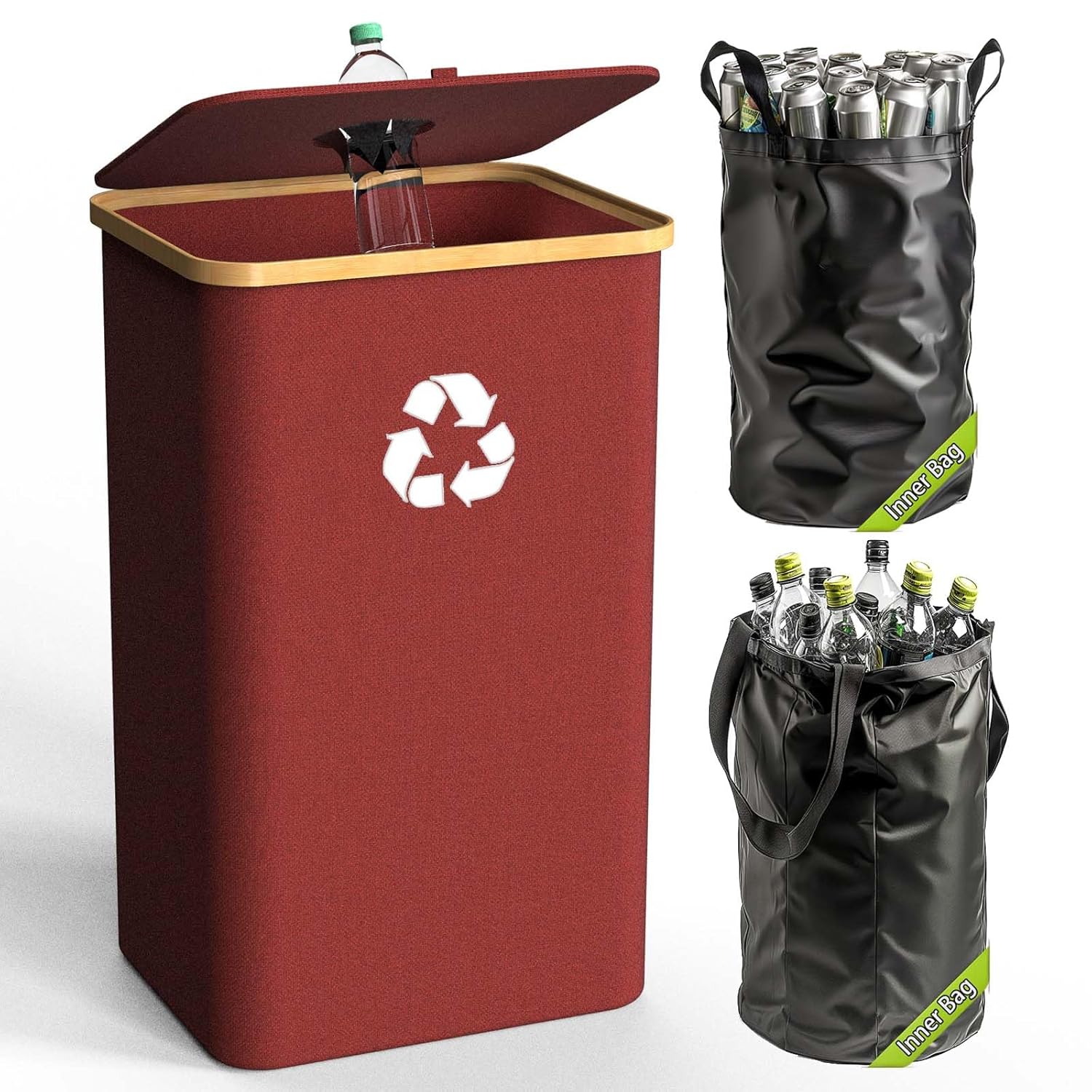 Recycling Bin for Kitchen Indoor Home, Large 100L/ 26 Gallon Recycle Bin with Lid Removeable