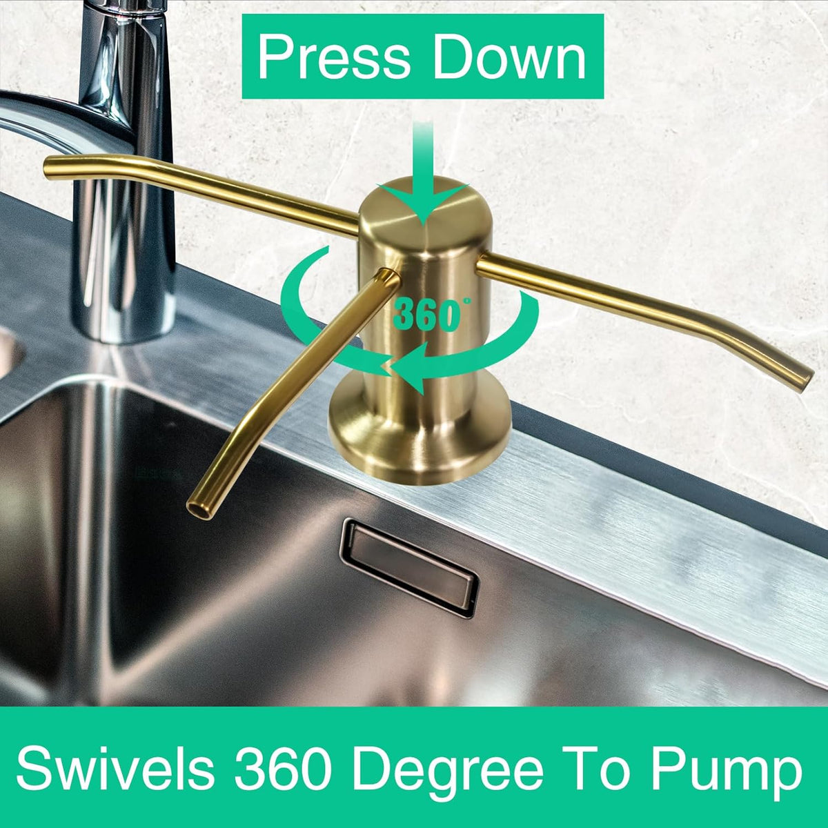 Soap Dispenser for Kitchen Sink, Built in Sink Soap Dispenser, Countertop Soap Dispenser Pump with
