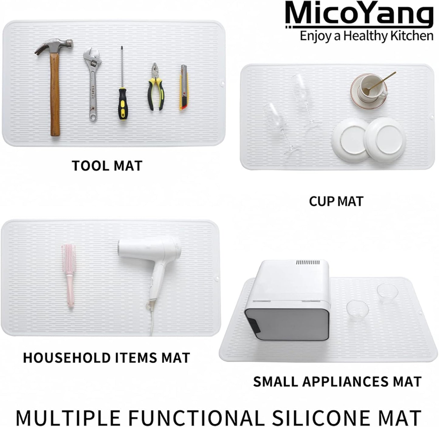 Silicone Dish Drying Mat for Multiple Usage,Easy clean,Eco-friendly,Heat-resistant Silicone Mat for
