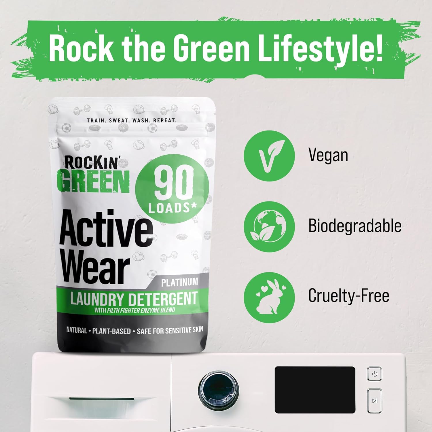 Rockin' Green Laundry Detergent, Plant based, All Natural Laundry Detergent Powder, Vegan and